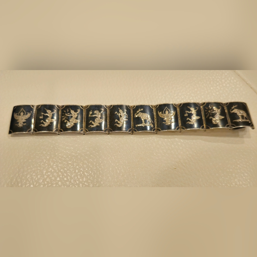 Vintage Sterling Silver Siam Bracelet